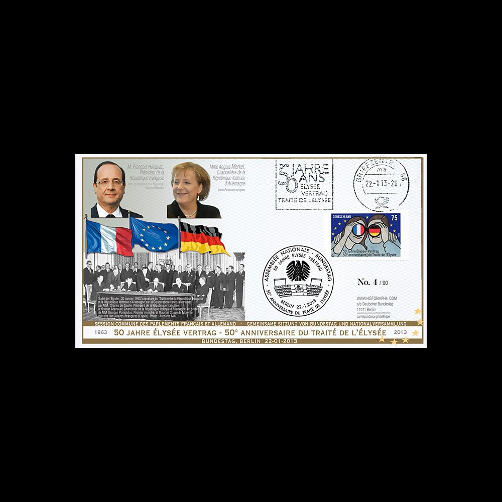 PE630T2 : 2013 - FDC liaison Saarbrücken-Berlin “50 ans Traité Elysée - Hollande / Merkel"