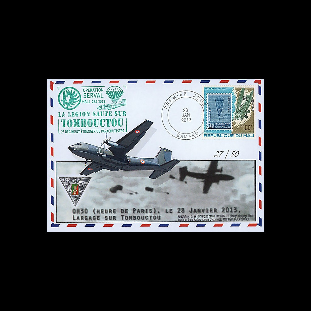 MALI13-13 : 2013 - FDC MALI "Opération SERVAL / TRANSALL C-160 - TOMBOUCTOU"