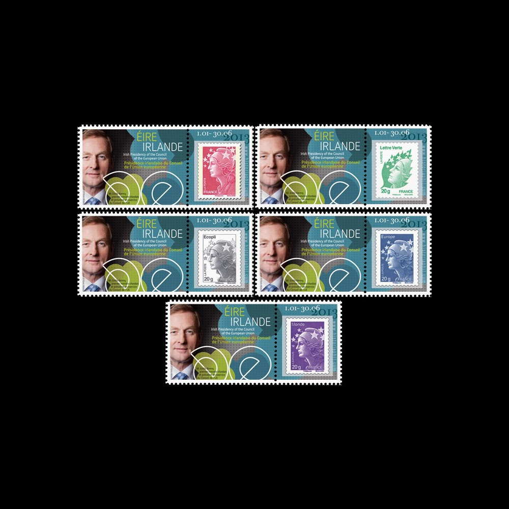 PE636-PT1-5 : 2011 - 5 porte-timbre Parlement européen " Présidence irlandaise de l'UE "