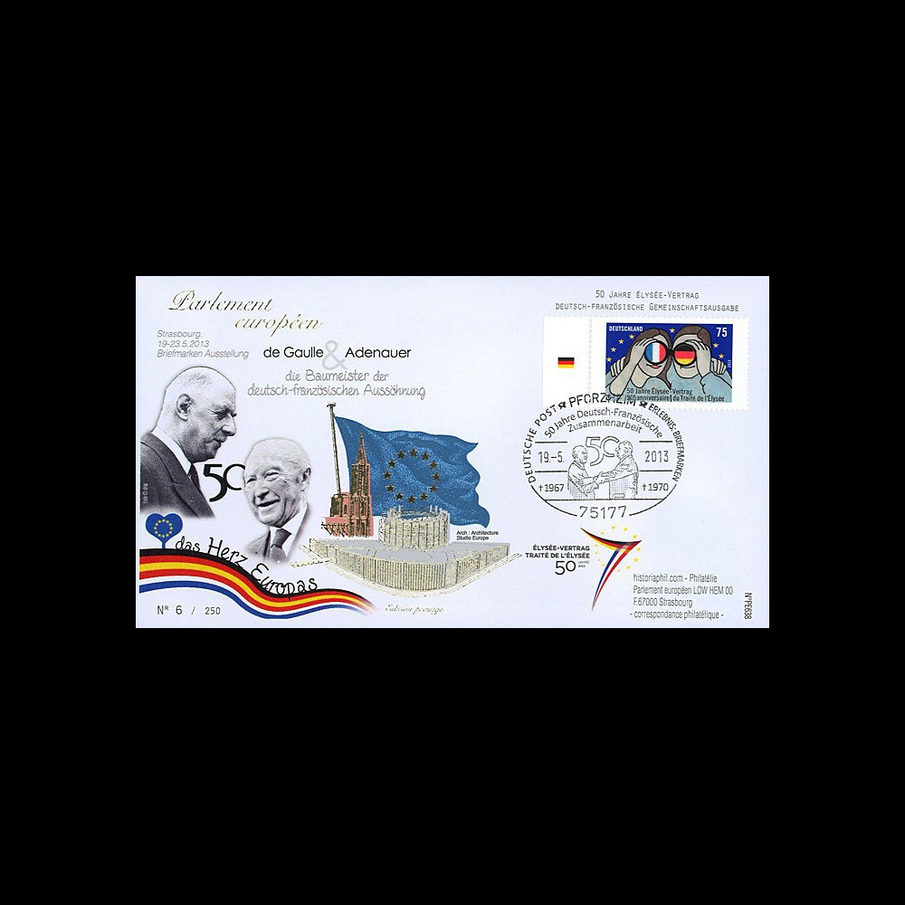 PE638T1 : 2013 - FDC ALLEMAGNE "Exposition DE GAULLE & ADENAUER - Traité Elysée"