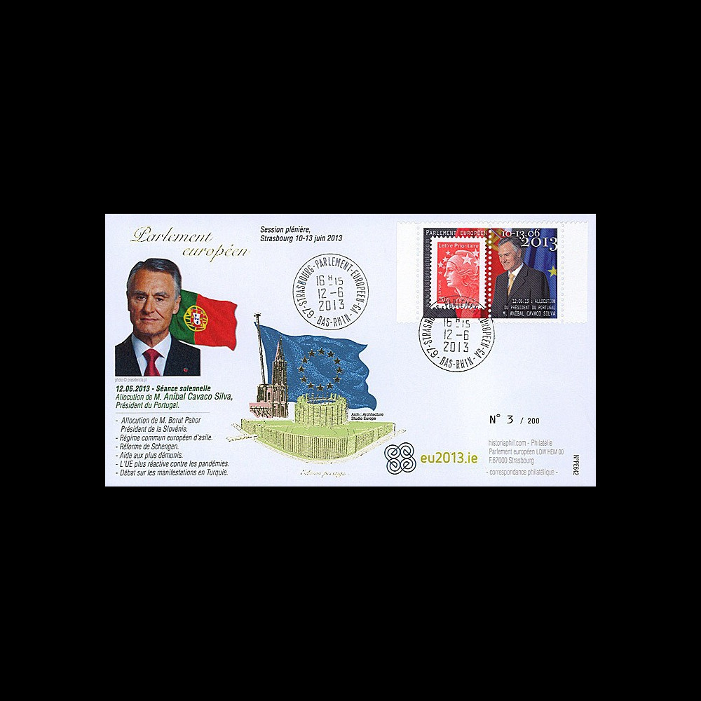 PE642 : 06-2013 - FDC Parlement européen "Visite M. Anibal CAVACO SILVA