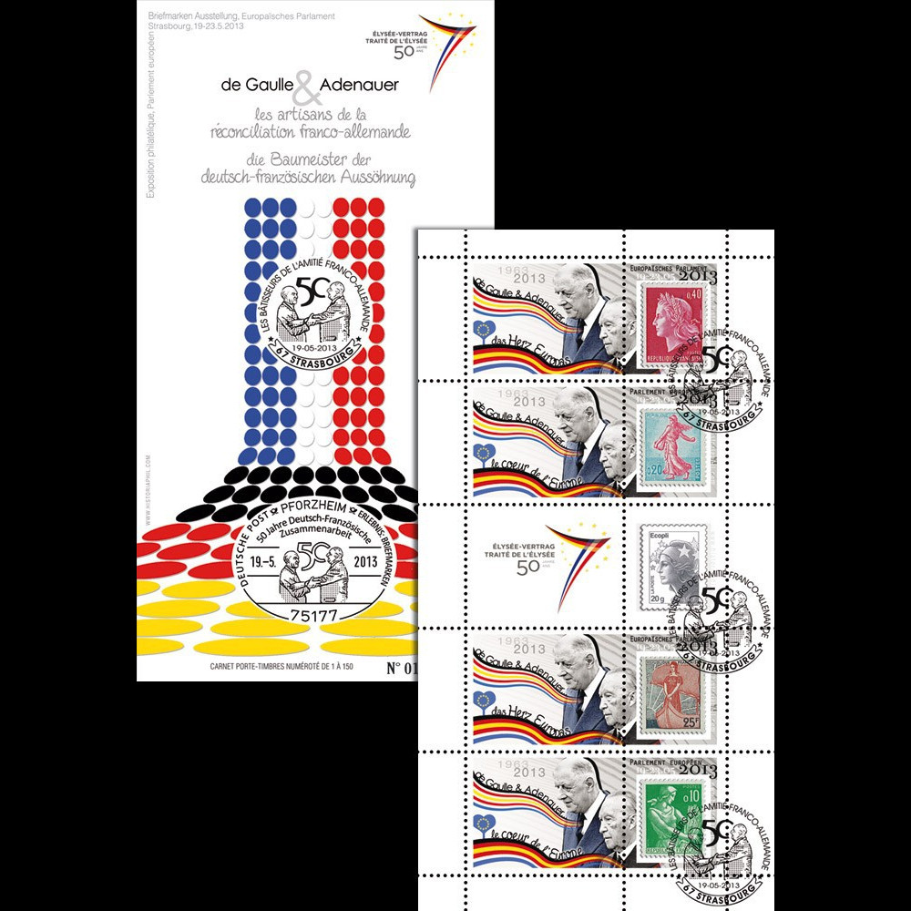 PE645C : 2013 - Carnet porte-timbres "Exposition de Gaulle / Adenauer - Traité de l'Elysée"