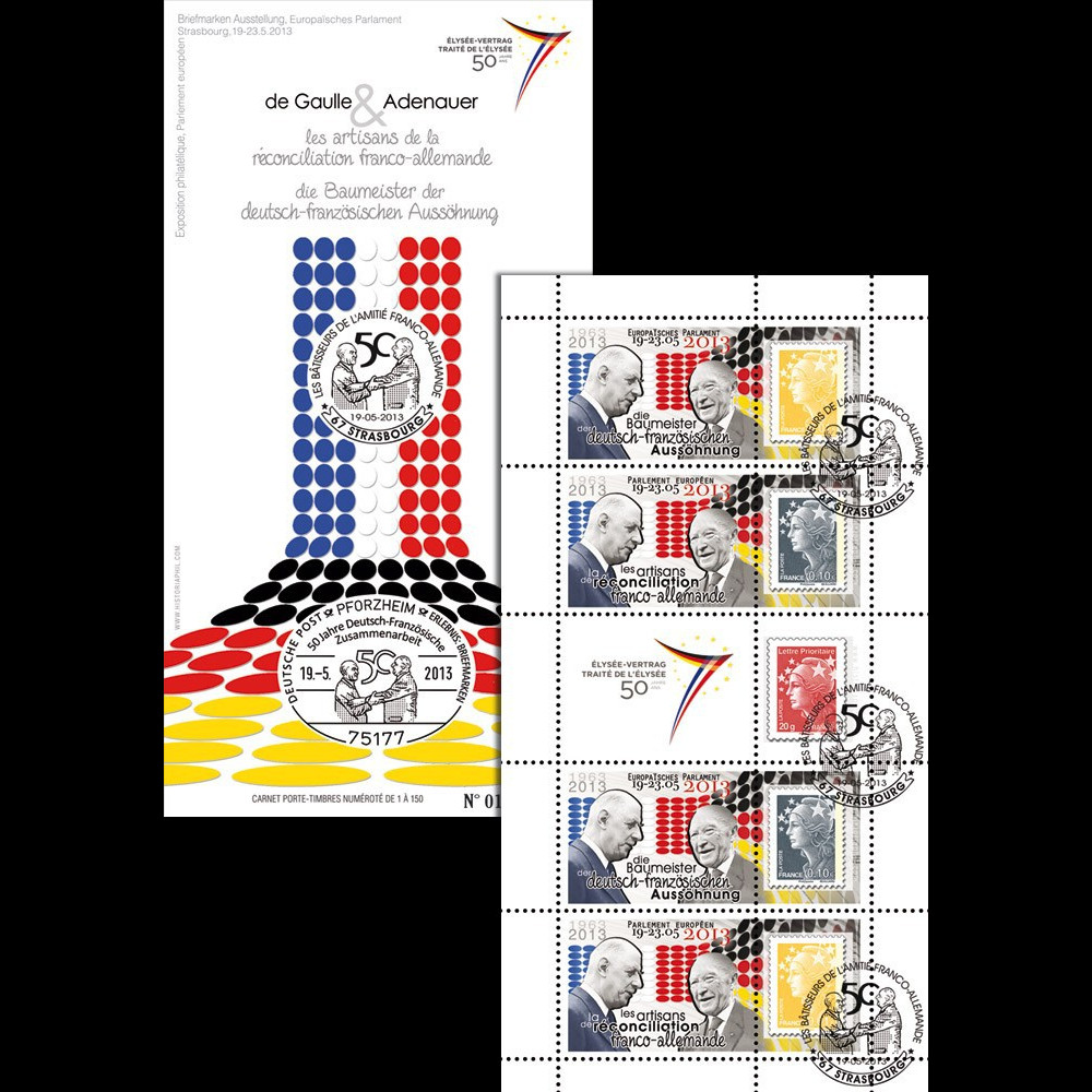 PE646C : 2013 - Carnet porte-timbres "Exposition de Gaulle / Adenauer - Traité de l'Elysée"