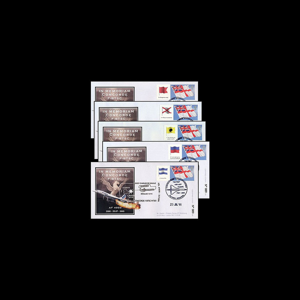 CO-RET V20 1-5 : 2005 - Série 5 FDC 5e anniversaire Crash Concorde