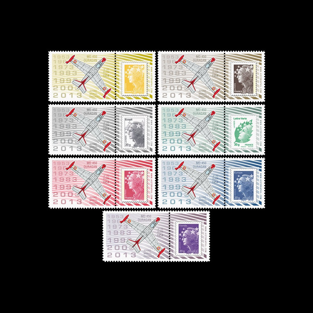 PAF13-OURAGAN-PT1/7 : 2013 - 7 porte-timbres "60 ans Patrouille de France - OURAGAN"