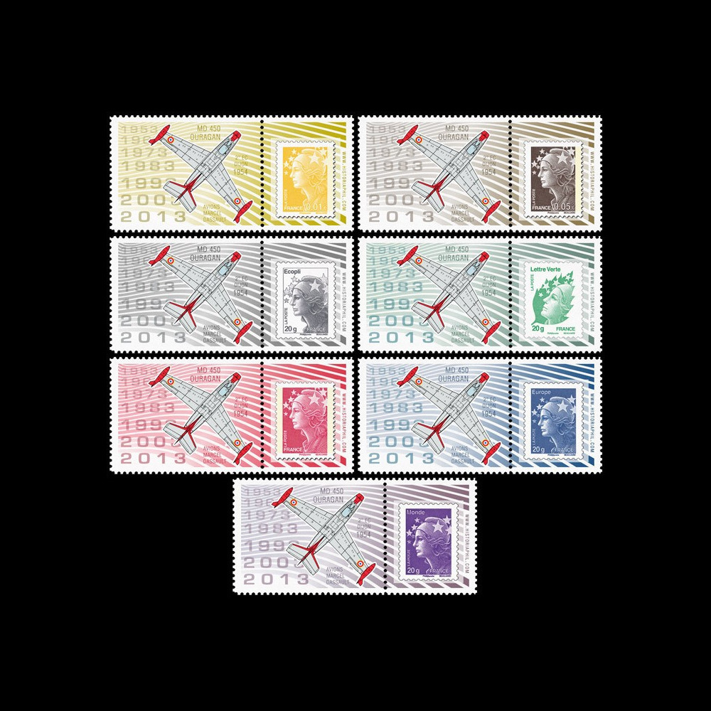 PAF13-OURAGAN-PT1/7 : 2013 - 7 porte-timbres "60 ans Patrouille de France - OURAGAN" PAF13-OURAGAN-PT1/7 : 2013 - 7 porte-timbres "60 ans Patrouille de France - OURAGAN"