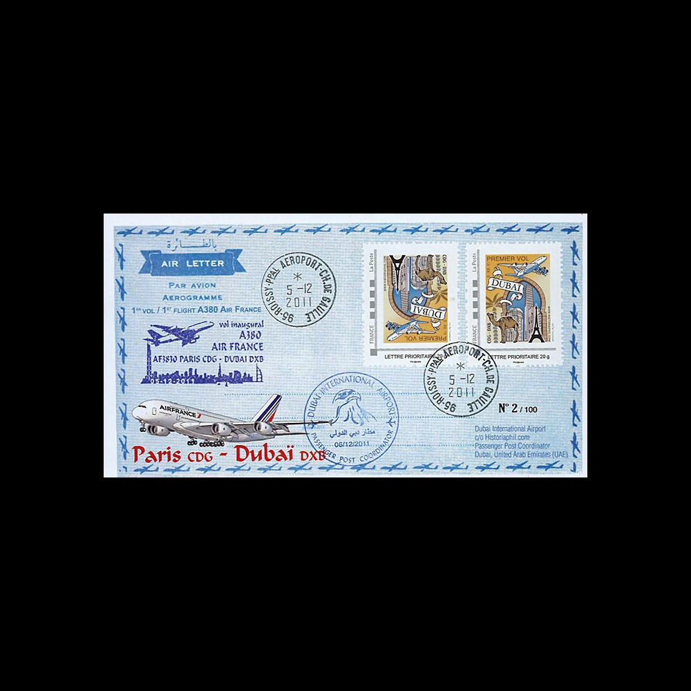 A380-172V : 2012 - FFC FRANCE A380 AF - Dernier vol Paris-Dubaï / Variété "tête-bêche"