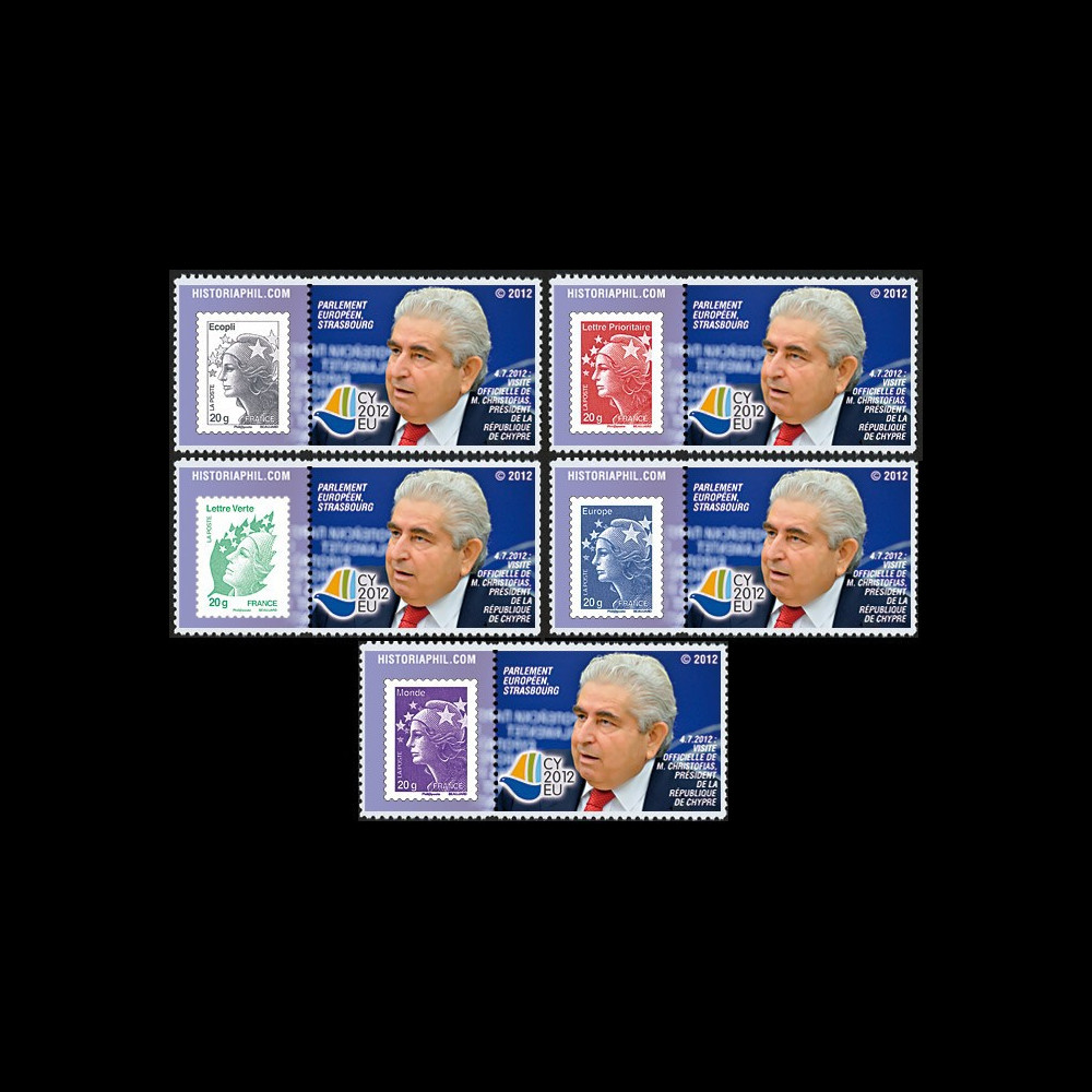 PE622-PT1/5 : 2013 - 5 porte-timbre Parlement européen "M. Christofias