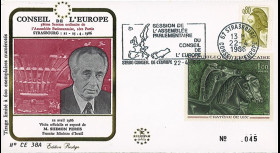 CE38A : 1986 - FDC Session Conseil de l'Europe "Shimon Peres