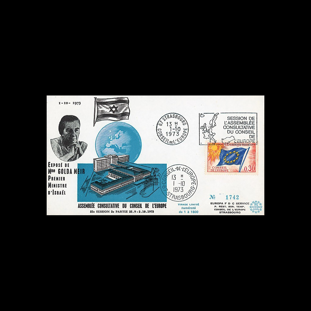 CE25-IIA-T1 : 1973 - FDC Conseil de l'Europe "Discours de Golda Meir
