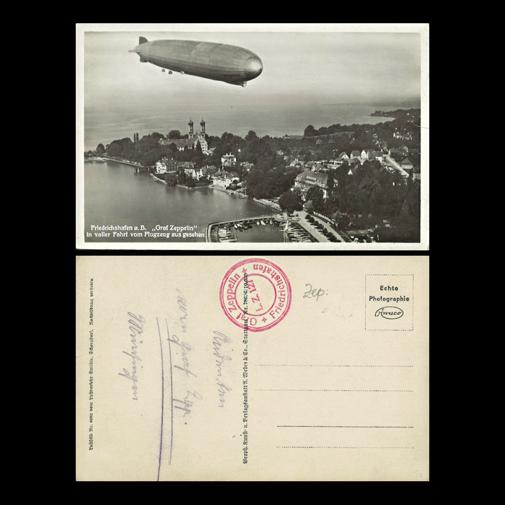 LZ127-086 : 1930 - CP ALLEMAGNE "LZ127 Graf Zeppelin survolant le Château de Friedrichshafen" LZ127-086 : 1930 - CP ALLEMAGNE "LZ127 Graf Zeppelin survolant le Château de Friedrichshafen"