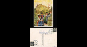 W2-AL0909 : 1938 - CP Propagande "Congrès de Nuremberg - Allemands de toutes régions à Nurmeberg"