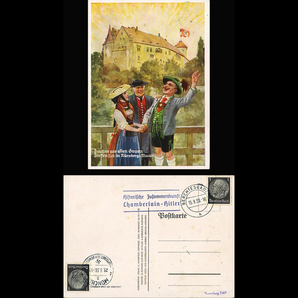 W2-AL0909 : 1938 - CP Propagande "Congrès de Nuremberg - Allemands de toutes régions à Nurmeberg"
