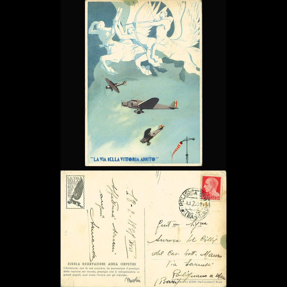 W2-IT0033 : 1939 - CP ITALIE Propagande "Ecole d'Observation Aérienne de Cerveteri"