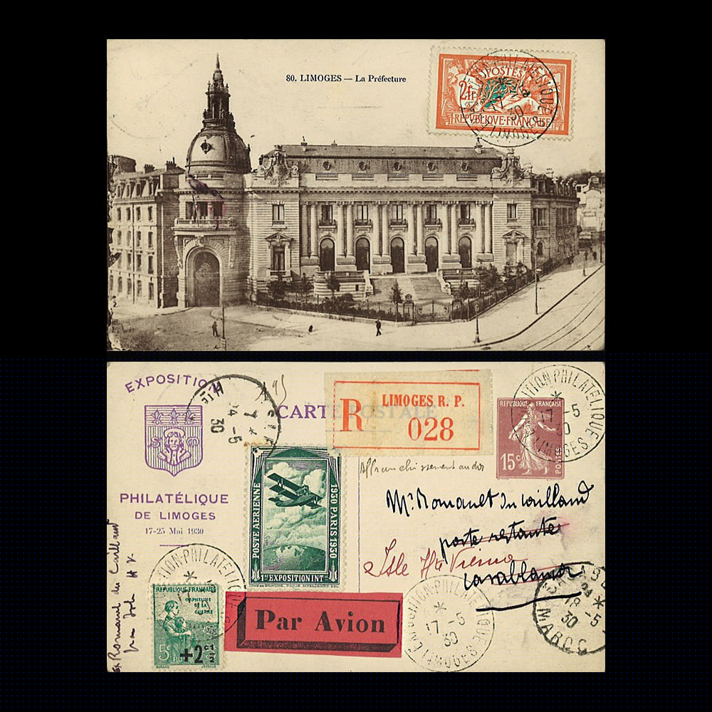 AV-0101 : 1930 - Entier Postal RECO "PAR AVION à destination de Casablanca AV-0101 : 1930 - Entier Postal RECO "PAR AVION à destination de Casablanca