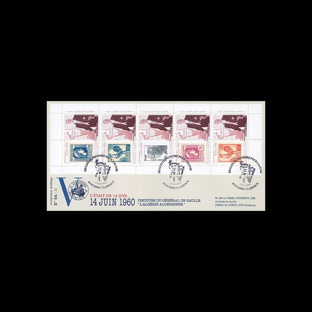 DG13-6T1 : 2013 - Maxi FDC "DE GAULLE - 53 ans Discours L'Algérie algérienne" DG13-6T1 : 2013 - Maxi FDC "DE GAULLE - 53 ans Discours L'Algérie algérienne"