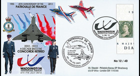 PAF13-10T5 : 2013 - FDC ROYAUME-UNI "RAF Waddington - 10 ans Retrait Avion CONCORDE"