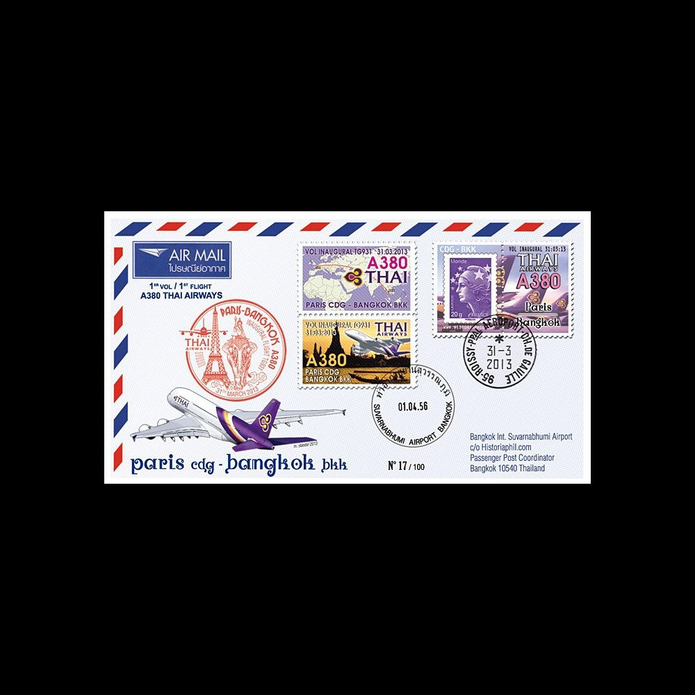A380-222 : 2013 - FFC FRANCE "Airbus A380 Thai Airways - 1er Vol TG931 Paris-Bangkok"
