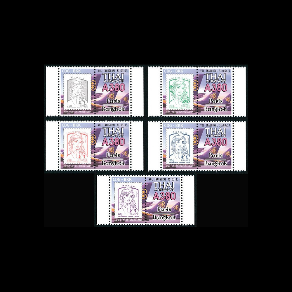 A380-222PT1/5 : 2013 - Série 5 Marianne "Airbus A380 Thai Airways - 1er Vol TG931 Paris-Bangkok"