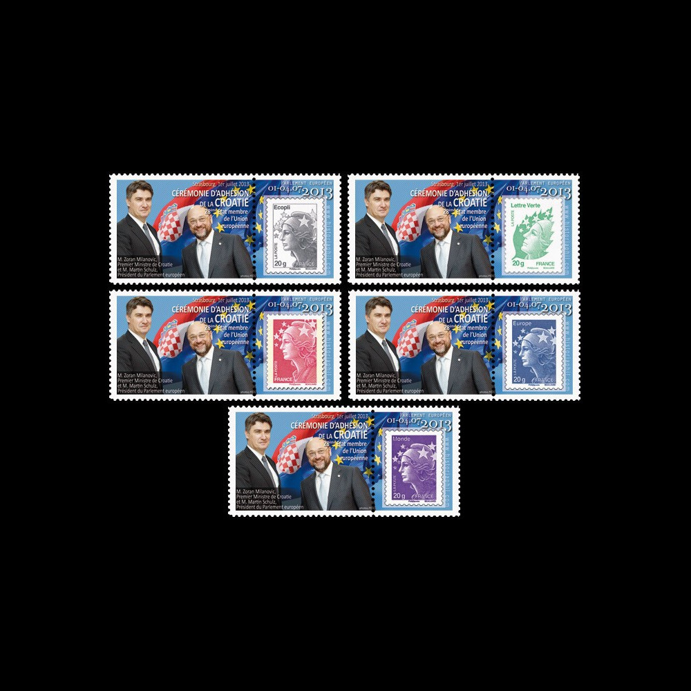 PE649-PT1/5 : 2013 - 5 Marianne sur porte-timbre "Adhésion de la Croatie à l'UE