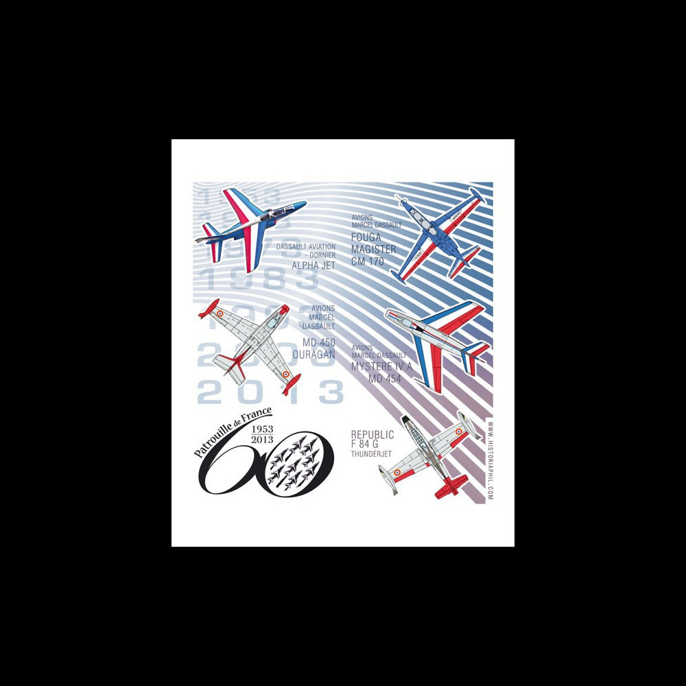 PAF13-FND : Bloc de 6 vignettes non-dentelées "60 ans Patrouille de France 1953/2013"