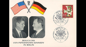 JFK-BE63T2 : 1963 - Carte Berlin-Ouest "Visite Président JF Kennedy en RFA - W. Brandt"