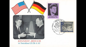 JFK-BE63T4 : 1963 - Carte Berlin-Ouest "Visite Président JF Kennedy en RFA - W. Brandt"