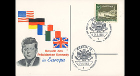 JFK-BE63T7 : 1963 - Carte Berlin-Ouest "Visite Président John F. Kennedy en RFA"