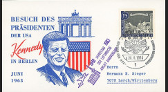 JFK-BE63T9 : 1963 - Carte Berlin-Ouest "Visite Président John F. Kennedy en RFA"