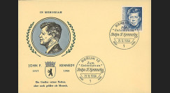 JFK-BE64 : 21.11.1964 - FDC Allemagne "En mémoire du Pdt américain John F. Kennedy"