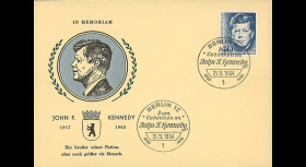 JFK-BE64 : 21.11.1964 - FDC Allemagne "En mémoire du Pdt américain John F. Kennedy"