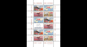 A380-223FD : 2013 - Feuillet 12 vignettes "A380 Air France - 1er Vol AF116 Paris-Shanghai"