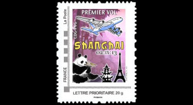 A380-224N : 2013 - Timbre perso FRANCE "A380 AF - 1er Vol Paris-Shanghai" / Lettre prio