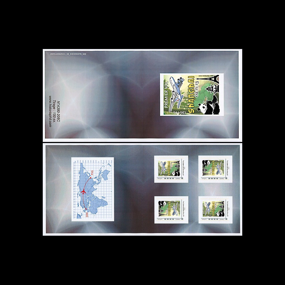 A380-223C : 2013 - Carnet collector 4 TPP "A380 Air France - 1er Vol Paris-Shanghai"
