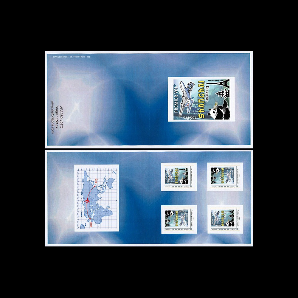 A380-225C : 2013 - Carnet collector 4 TPP "A380 Air France - 1er Vol Paris-Shanghai"
