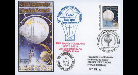 GB2013-FDC-T1 : 2013 FDC FRANCE "57e Coupe Gordon Bennett" voyagée par ballon postal