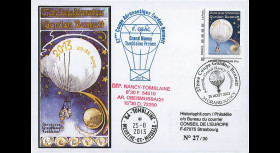 GB2013-FDC-T2 : 2013 FDC FRANCE "57e Coupe Gordon Bennett" voyagée par ballon postal