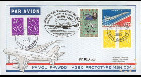 A380-12T2 : 2005 - Pli France "1er vol du prototype MSN 004 de l'A380" - TP Concorde