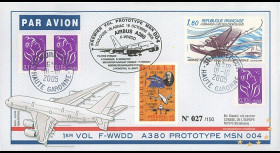 A380-12T3 : 2005 - Pli France "1er vol du prototype MSN 004 de l'A380" - TP Hydravion