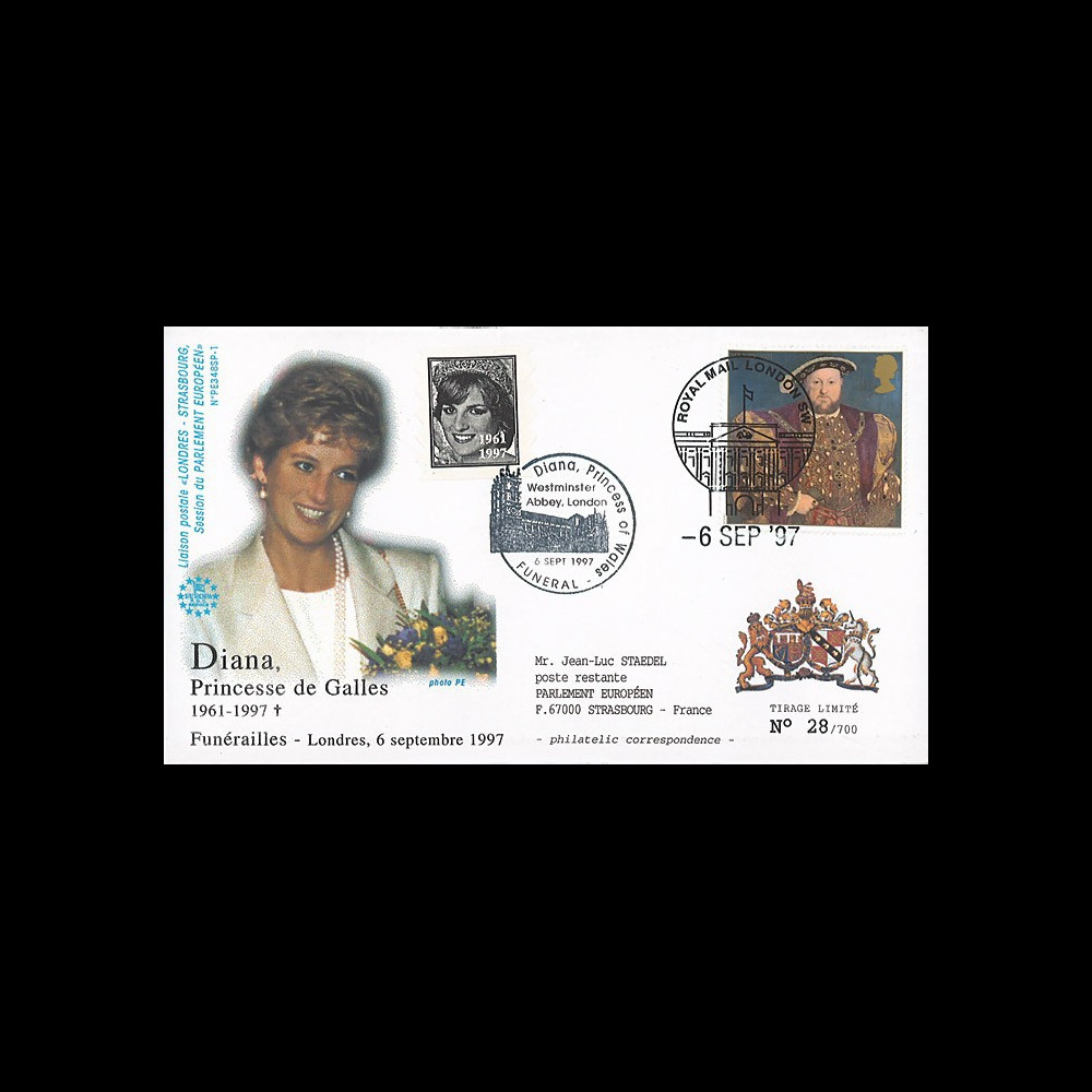 PE348SP1-T1 : 1997 - FDC Royaume-Uni 'Funérailles de Lady Diana'