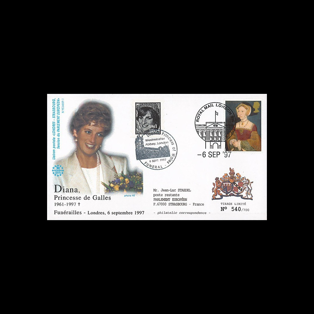 PE348SP1-T2 : 1997 - FDC Royaume-Uni 'Funérailles de Lady Diana'