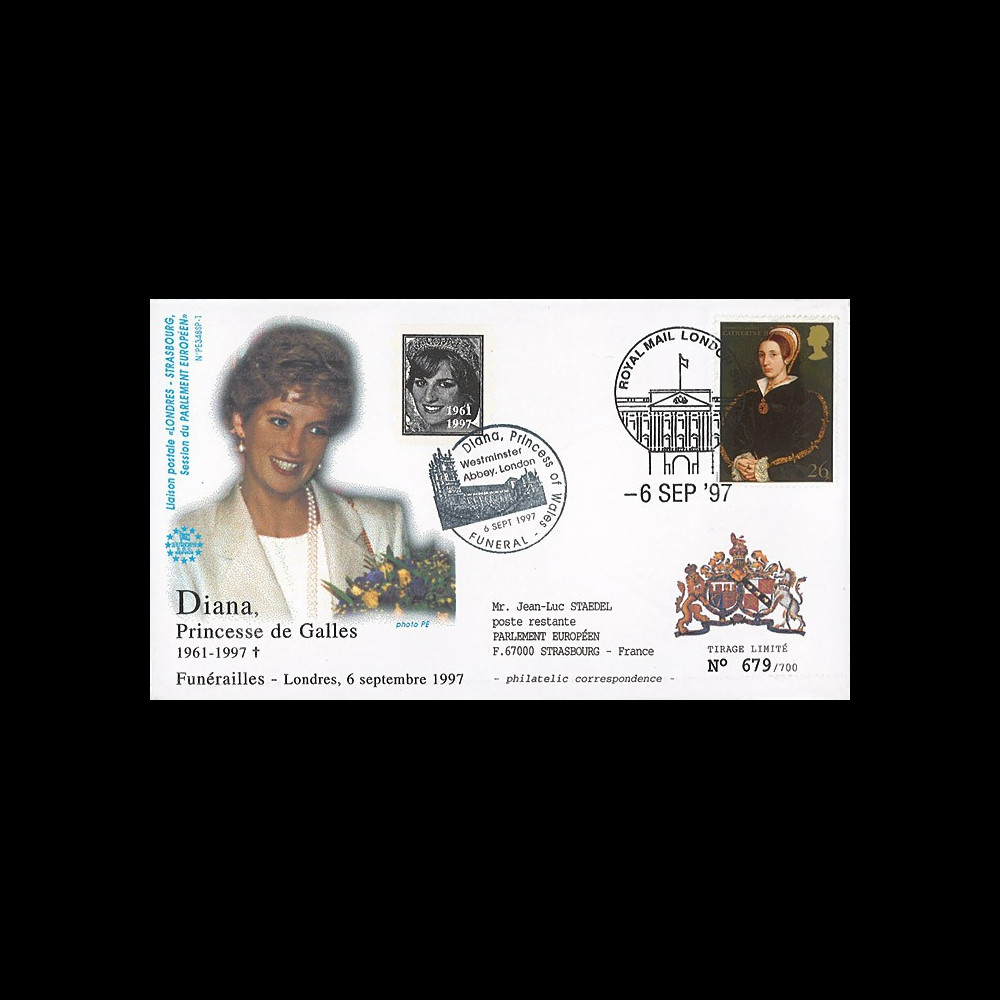 PE348SP1-T5 : 1997 - FDC Royaume-Uni 'Funérailles de Lady Diana'