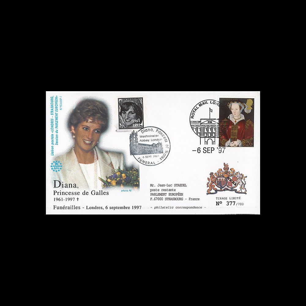 PE348SP1-T6 : 1997 - FDC Royaume-Uni 'Funérailles de Lady Diana'
