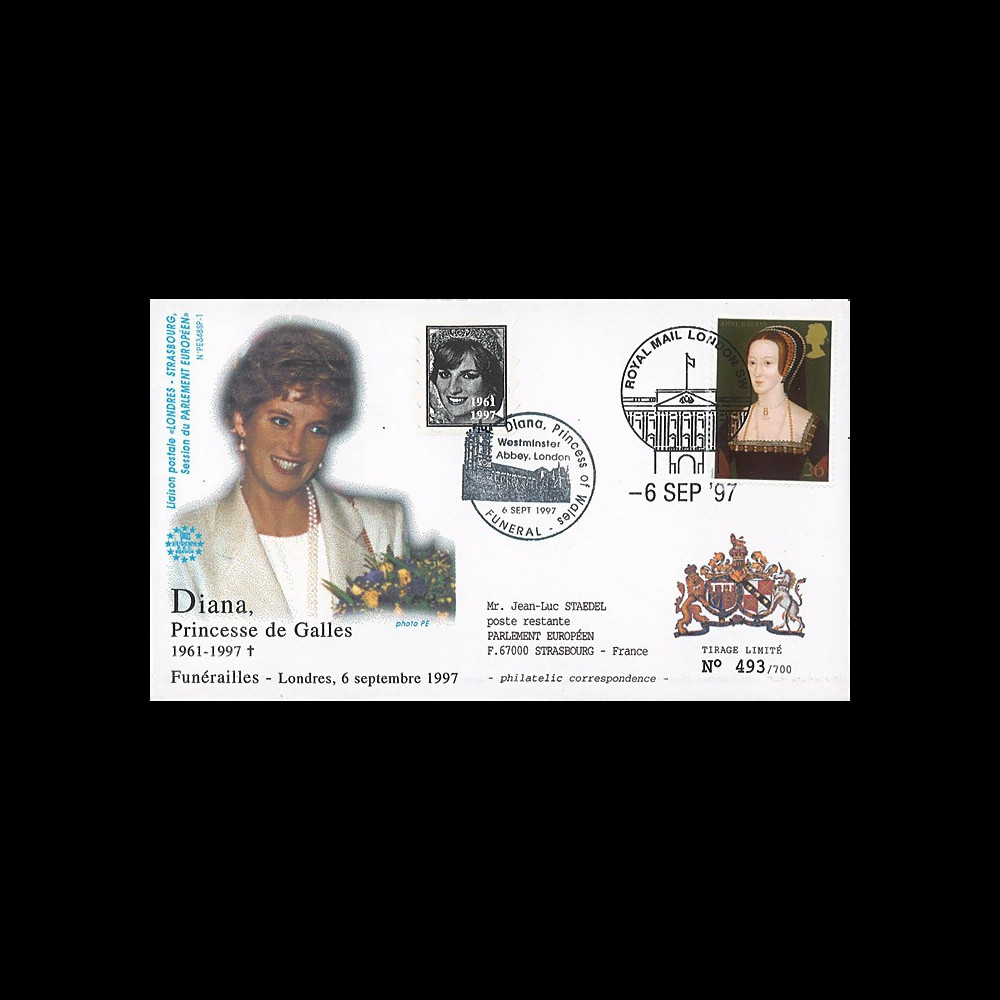 PE348SP1-T7 : 1997 - FDC Royaume-Uni 'Funérailles de Lady Diana'