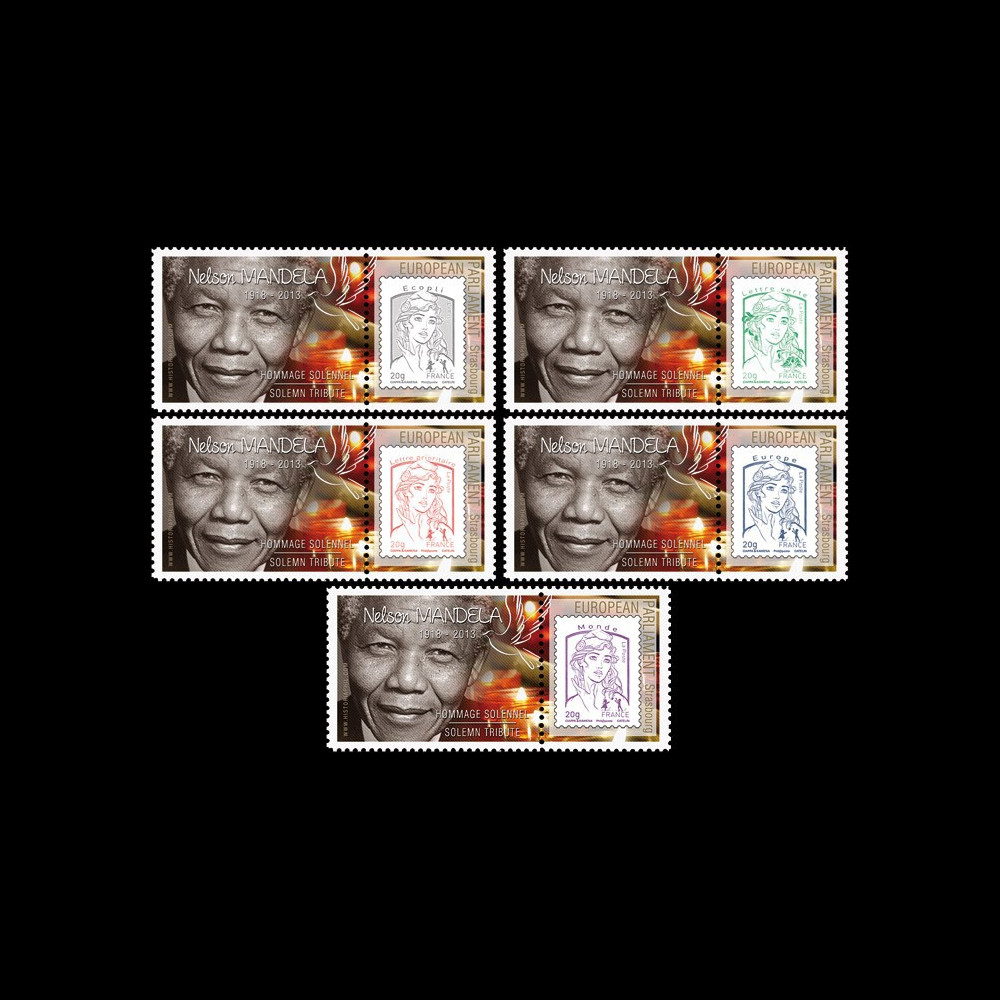PE654-PT1/5 : 2013 - 5 porte-timbre PE "Hommage à Nelson MANDELA