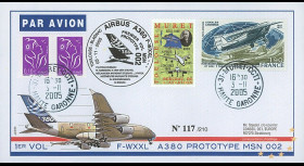 A380-14T2 : 2005 - Pli France "1er vol du prototype MSN 002 de l'A380" - TP Lindbergh