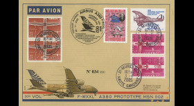 A380-14T3 : 2005 - Pli France "1er vol du prototype MSN 002 A380" -  TP Traversée Paris-NY