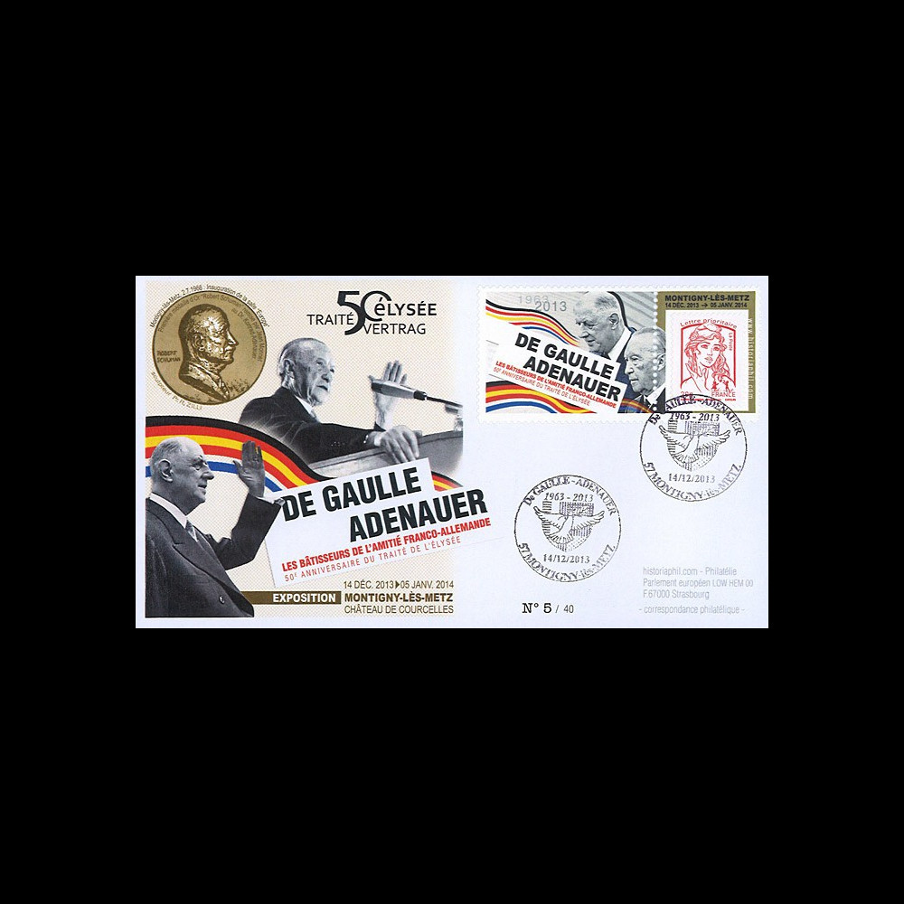 DG13-9T3 : 2013 - FDC "DE GAULLE & ADENAUER DG13-9T3 : 2013 - FDC "DE GAULLE & ADENAUER