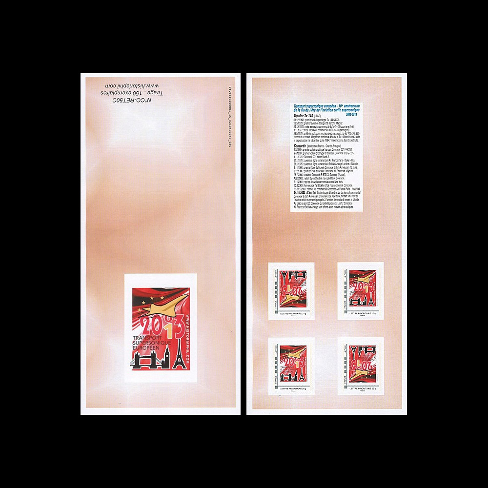 CO-RET50C : 2013 - Carnet Collector 4 TPP ROUGE "10 ans Retrait Concorde / Tour Eiffel"