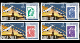 CO-RET52PT1/4 : 2013 - Série 4 Marianne "10 ans dernier vol avion Concorde / Tour Eiffel"
